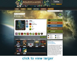 Example of profile page with a game theme