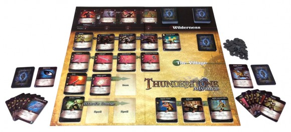 Thunderstone Advance game in play and components