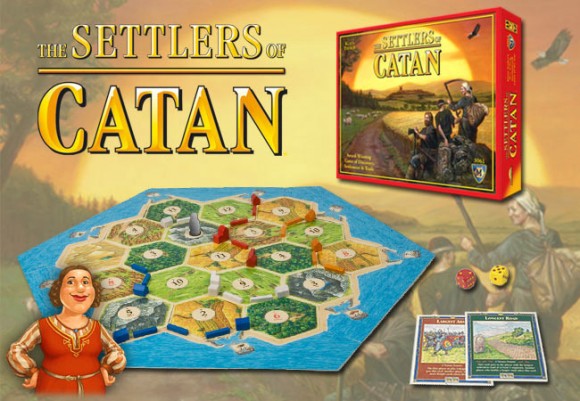 The Settlers of Catan game in play