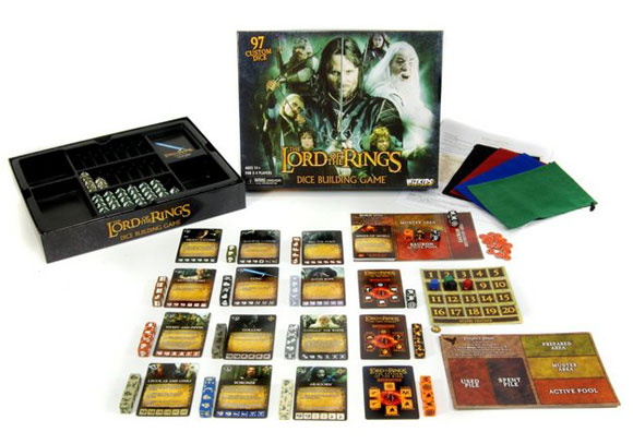 Lord of the Rings: Dice Building Game box and contents