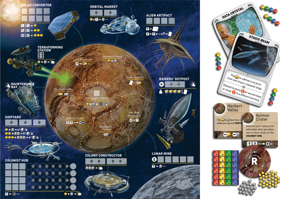 Alien Frontiers board and contents