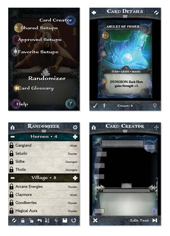 Thunderstone AID app screenshots