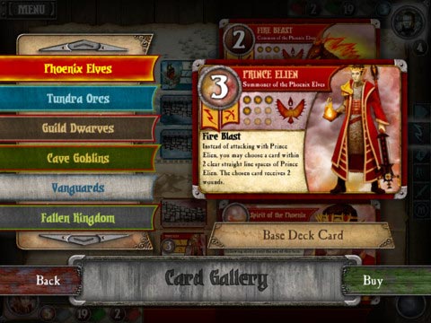 Summoner Wars card gallery screen