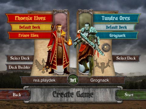 Summoner Wars game creation screen