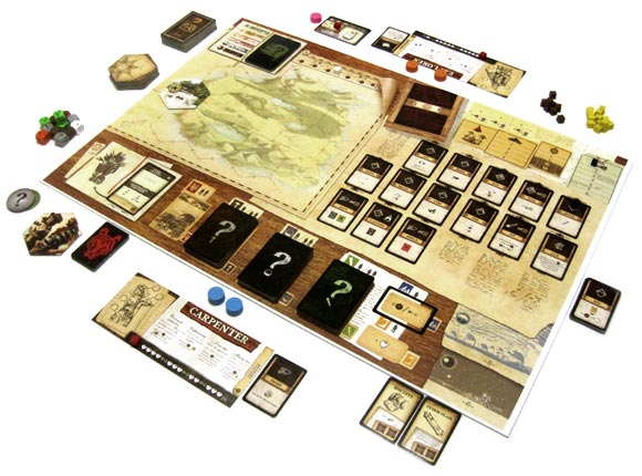 Robinson Crusoe: Adventure on the Cursed Island board game in play