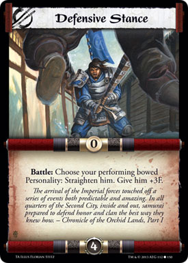 L5R - Torn Asunder: Defensive Stance card