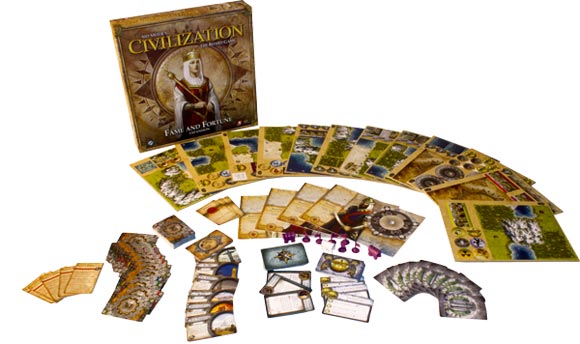Civilization Fame and Fortune expansion components