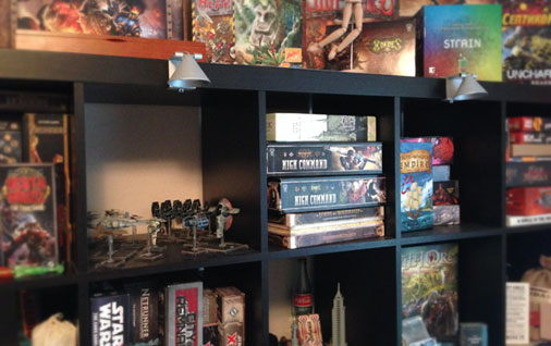 Overflowing-game-shelf