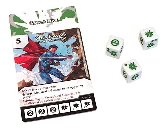 Dice Masters action card and action dice